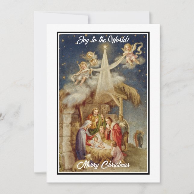 Vintage julkrubba jul I Klassisk religiös Julkort (Framsida)