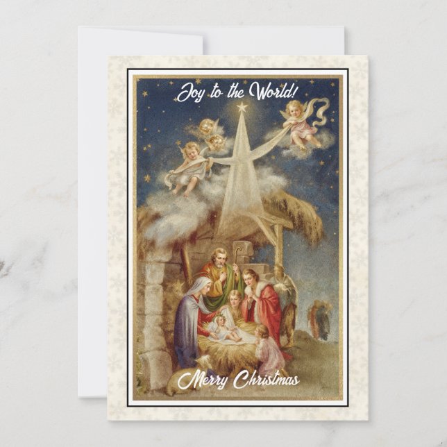 Vintage julkrubba jul I Klassisk religiös Julkort (Framsida)