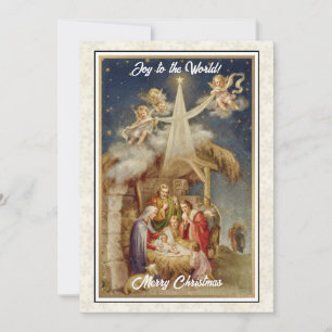 Vintage julkrubba jul I Klassisk religiös Julkort