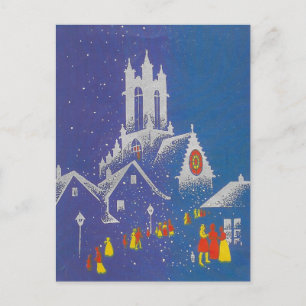 Vintage julkyrka helg vykort