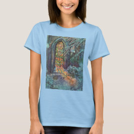 Vintage julkyrka med glasmålningfönster tee