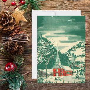 Vintage-julkyrka, Snowscape på vinter Julkort