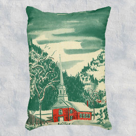 Vintage-julkyrka, Snowscape på vinter Prydnadskudde