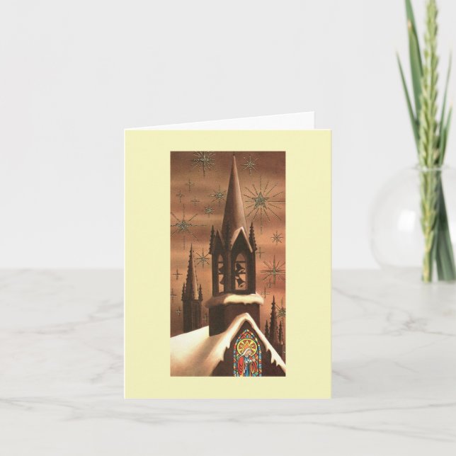 Vintage julkyrka tornspira kort (Framsida)