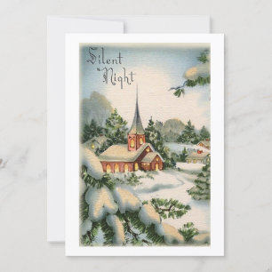Vintage julkyrka tyst natt julkort