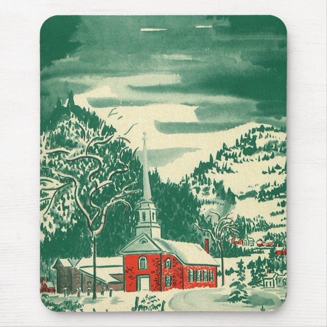 Vintage julkyrka, Vintersnölandskap Musmatta (Framsidan)