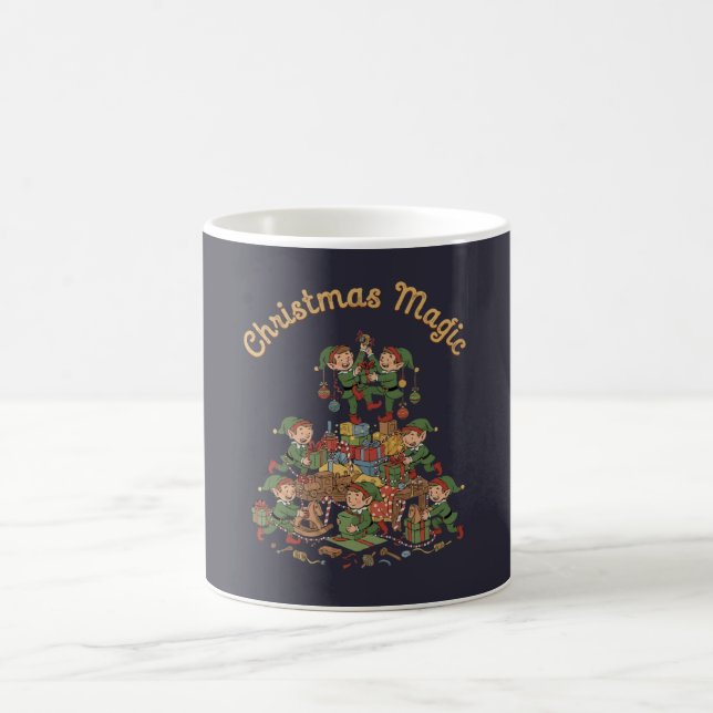 Vintage julmagin | Tomtebarn bygger en högtid Magisk Mugg (Center)