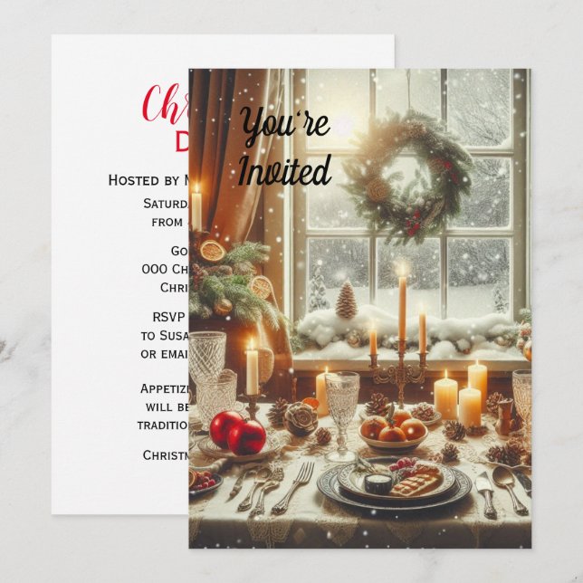Vintage julmiddag / firande av högtid  inbjudningar (Fram/baksida)