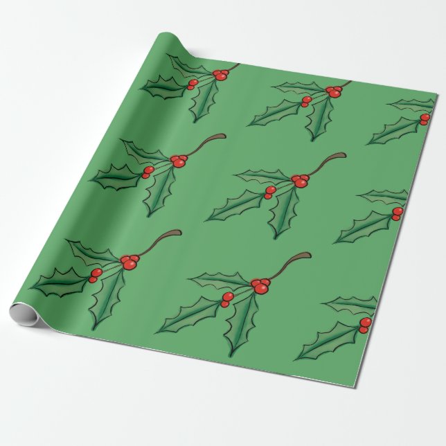 Vintage julmistel presentpapper  (Utrullad)