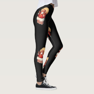 Vintage julmönster, glädjefull jultomte leggings
