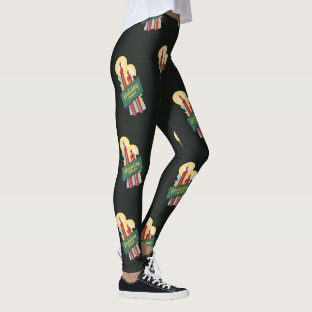 Vintage julmönster, ljus julstämning leggings (Höger)