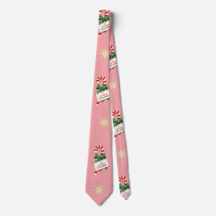 Vintage julmönster, sockerrör med rosa slips