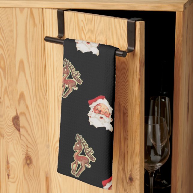 Vintage julmönster, Tomte Kökshandduk (Thirds Fold)