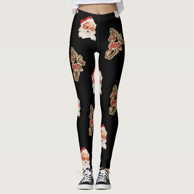 Vintage julmönster, Tomte Leggings (Framsida)