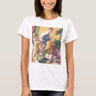 Vintage julmorgon, barn med presenter t shirt