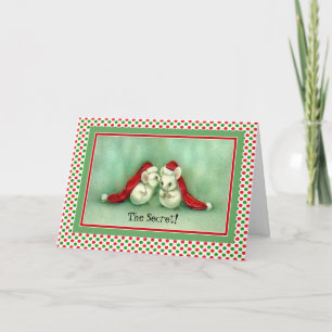 Vintage-julmöss i Red Santa's Hat Card Helgkort