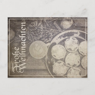 Vintage-julmotiv med kakor och kaffe helg vykort