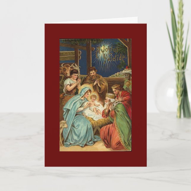 VINTAGE JulNATIVITET Helgkort (Framsida)