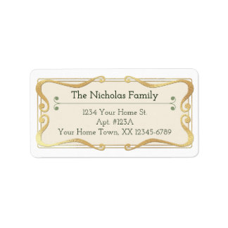 Vintage julnyckfullhet Guld Förtryckt adressetiket Adressetikett