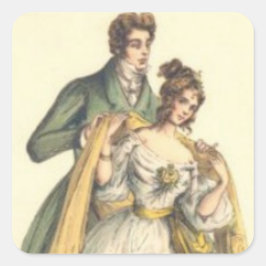 Vintage julpar Viktoriansk julstickeri Fyrkantigt Klistermärke