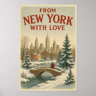 Vintage julplakat från New York med kärlek Poster