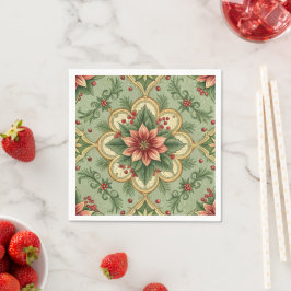 Vintage julpoinsettia pappersservett