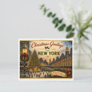 Vintage julpostkort från New York Vykort