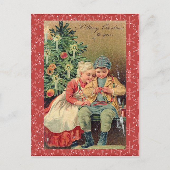 Vintage julpostkort helg vykort (Framsida)