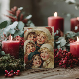 Vintage julpostkort i victoriansk stil vykort