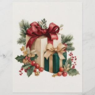 Vintage julpresent Scrapbookpapper