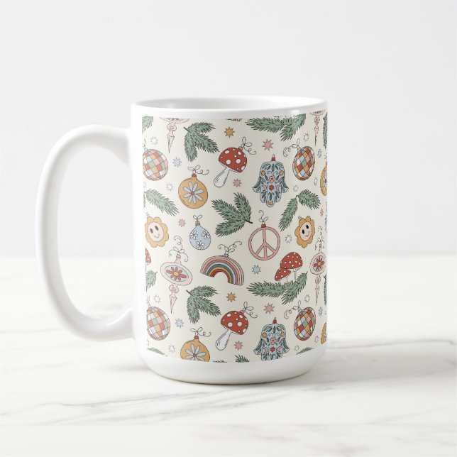 Vintage-julprydnader och -Fredstecken Kaffemugg (Vänster)