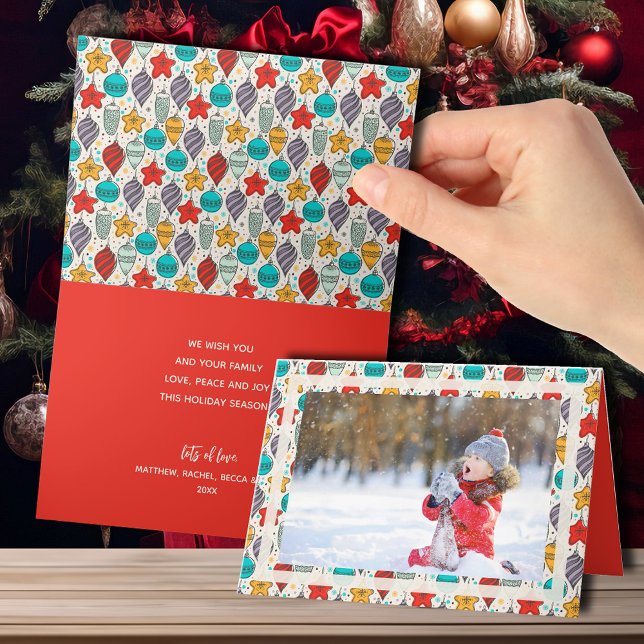 Vintage-julprydnadsföremål Fotovikt Helgkort (Your photo on the front and personal message inside of these folded Christmas greeting cards.)