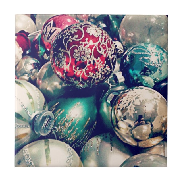 Vintage julprydnadsföremål kakelplatta (Framsidan)