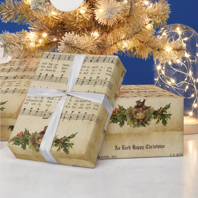 Vintage julpsalmsskrift av 'As Each Happy Christma Presentpapper (Helgdagar)