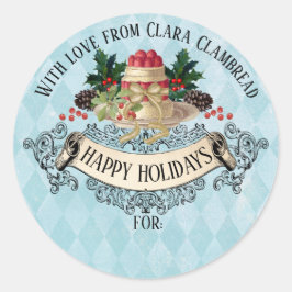 Vintage Julpudding Juldekal Runt Klistermärke