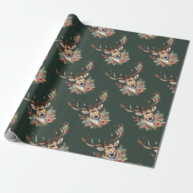 Vintage julrenar Papper inslagning Presentpapper (Utrullad)