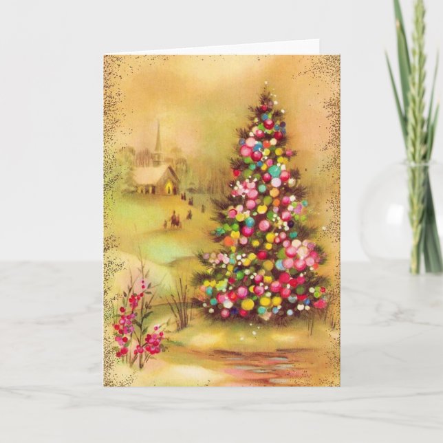 Vintage julscen helgkort (Framsida)