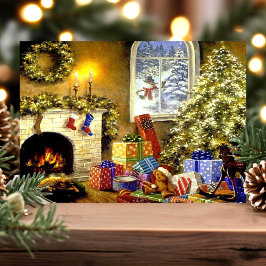 Vintage julscene helg vykort