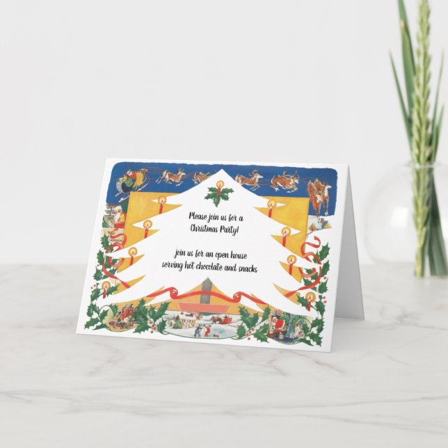 Vintage-julscenen med Jultomten Kort (Framsida)