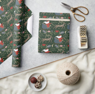 Vintage julschaktomte med renar jul presentpapper