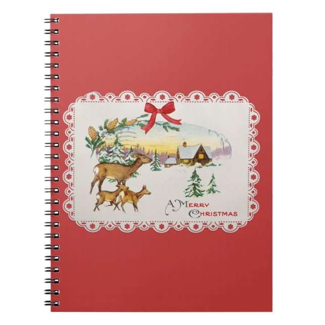 Vintage-julskåp och -Hjort Anteckningsbok (Framsidan)