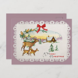 Vintage-julskåp och -Hjort Helg Vykort