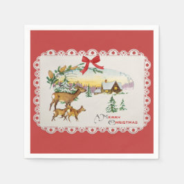 Vintage-julskåp och -Hjort Pappersservett