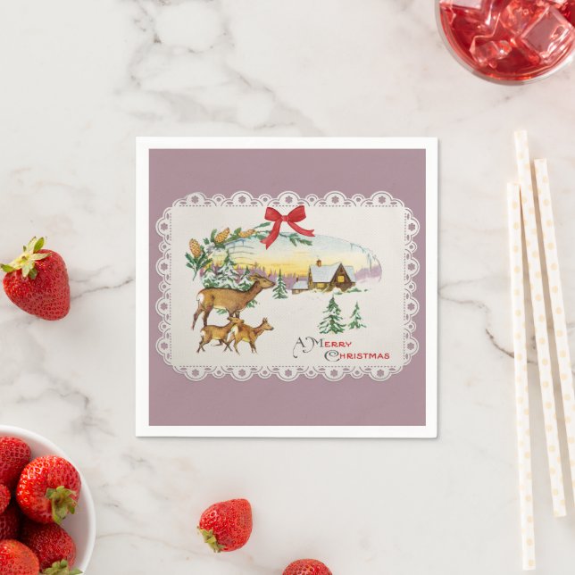 Vintage-julskåp och -Hjort Pappersservett (Insitu)