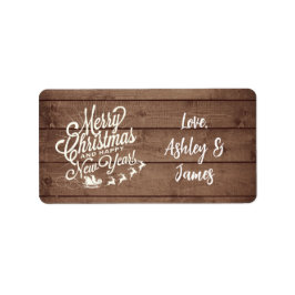 Vintage julskript Barn Wood Gift-etikett Adressetikett
