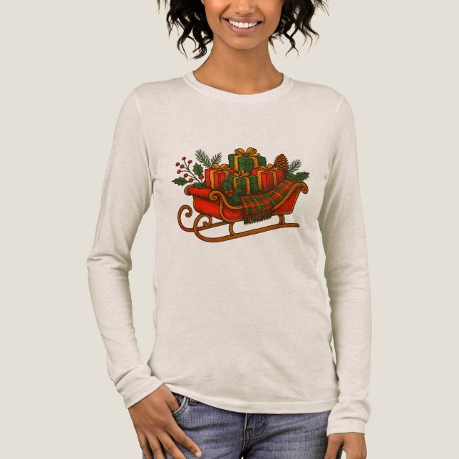 Vintage julsläd med presenter  t shirt (Framsida)