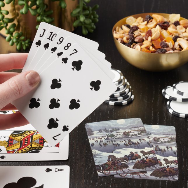 Vintage julslädar, Central Park på vintern Casinokort (På plats)