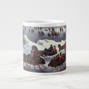 Vintage julslädar, Central Park på vintern Jumbo Mugg