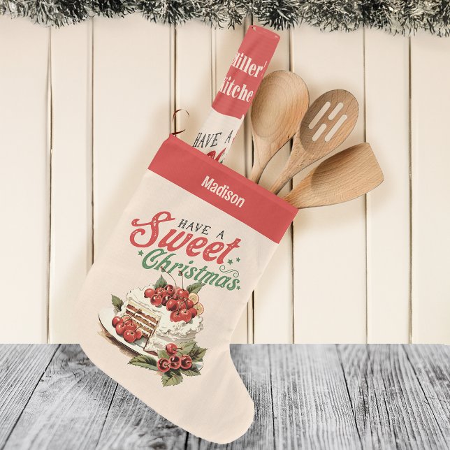 Vintage Julsöt kummelns anpassade namn Stor Julstrumpa (Skapare uppladdad)