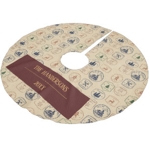 Vintage julstämpel julgransmatta borstad polyester